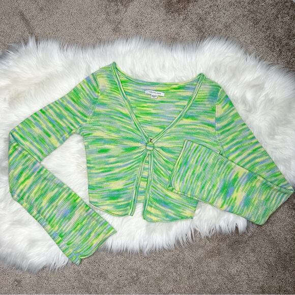 AMERICAN EAGLE Retro Bell Sleeve Knit Crop Top Womens XS Mod Disco Hippie Boho - Picture 1 of 7